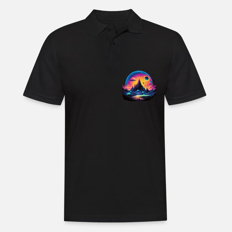 Futuristisch Leben auf Planeten - Männer Poloshirt - Schwarz