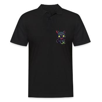 Halloween Zombie Katze - Niedliche gruselige Katze - Männer Poloshirt - Schwarz - Vorne - Kai (181cm)