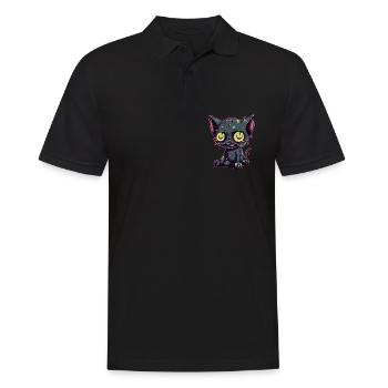 Halloween Zombie Katze - Niedliche gruselige Katze - Männer Poloshirt - Schwarz - Vorne - Kai (181cm)