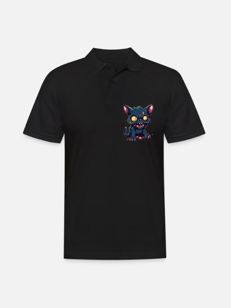 Halloween Zombie Cat - Cute Creepy Cat - Men's Polo Shirt - black