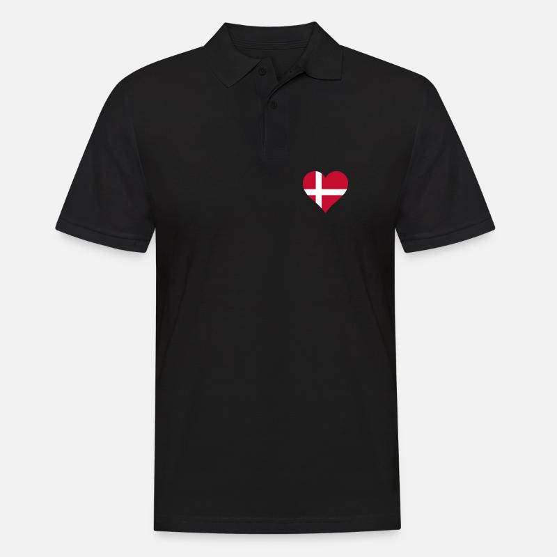 Danemark danois drapeau drapeau coeur - Polo Homme - noir