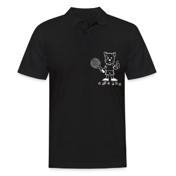Hund spielt Tennis - Männer Poloshirt - Schwarz - Vorne - Kai (181cm)