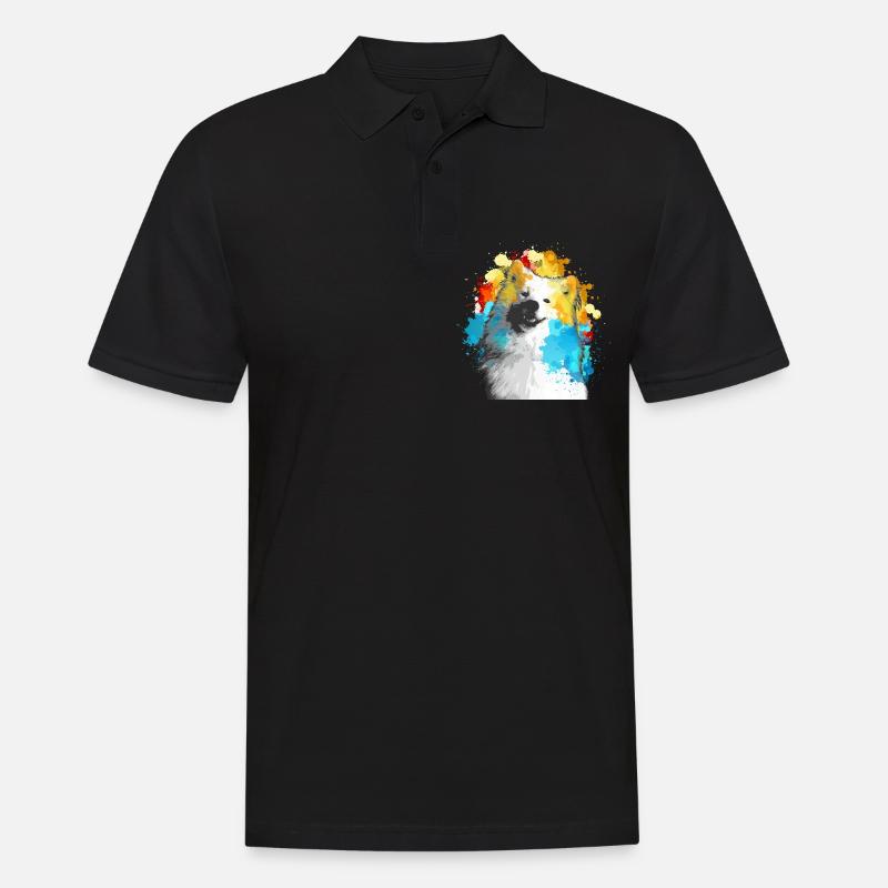Samojede Wasserfarben Bunt - Männer Poloshirt - Schwarz