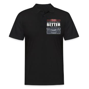 Boombox Hip Hop - Männer Poloshirt - Schwarz - Vorne - Kai (181cm)