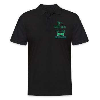 Frère du mariage marié, cadeau de mariage - Polo Homme - noir - Devant - Kai (181cm)