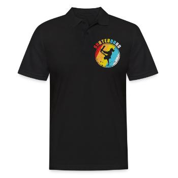 Retro Skateboard Skateboarder Skate Skater - Männer Poloshirt - Schwarz - Vorne - Kai (181cm)