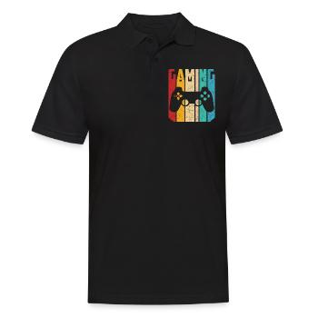 Gaming Retro Gamer Jeux en ligne Manette Contrôleur - Polo Homme - noir - Devant - Kai (181cm)