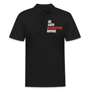 Pilote d'hélicoptère répété en hélicoptère Eat Sleep - Polo Homme - noir - Devant - Kai (181cm)