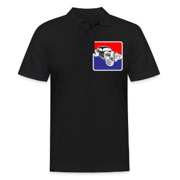Hotrod Hot Rod V8 Tuning Auto | Farben änderbar - Männer Poloshirt - Schwarz - Vorne - Kai (181cm)