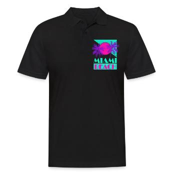 Miami Beach Retro Green Sunset Palms - Männer Poloshirt - Schwarz - Vorne - Kai (181cm)
