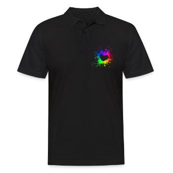 LGBT Splash Herz CSD Gay Pride Regenbogen - Männer Poloshirt - Schwarz - Vorne - Kai (181cm)