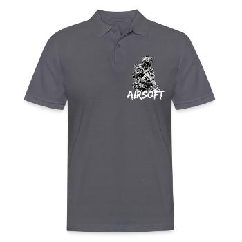 Airsoft /Softair / Softgun / AEG Airsoft Milsim - Männer Poloshirt - Anthrazit - Vorne - Nico (186cm)