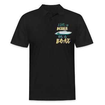 Régate de bateaux . Yacht à moteur à moteur. Yacht à voile - Polo Homme - noir - Devant - Kai (181cm)