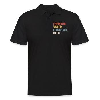 Ehemann vater elektriker held, vater elektriker - Männer Poloshirt - Schwarz - Vorne - Kai (181cm)