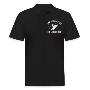SNOWMOBILING:/ SNOWMOBILE don´t follow me - Männer Poloshirt - Schwarz - Vorne - Kai (181cm)