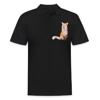 Fuchs sitzend zufrieden Fox schlau Füchse - Männer Poloshirt - Schwarz - Vorne - Kai (181cm)