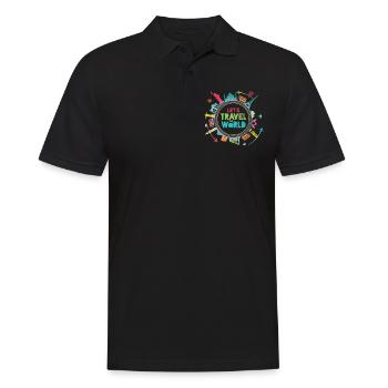 Voyagez dans le monde I Bucket List I Vacation & Travel - Polo Homme - noir - Devant - Kai (181cm)
