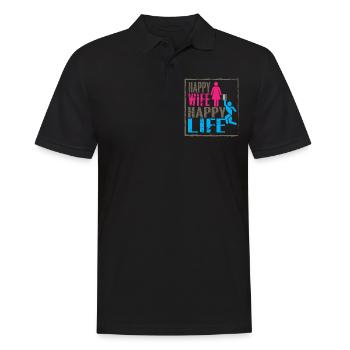 Femme heureuse - vie heureuse - Polo Homme - noir - Devant - Kai (181cm)