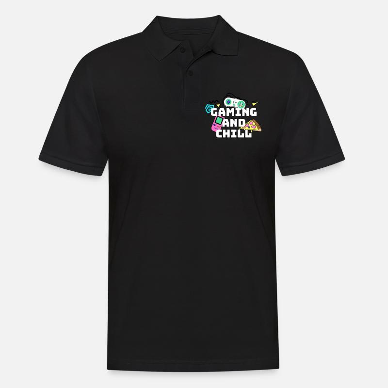 gaming and chill - Männer Poloshirt - Schwarz