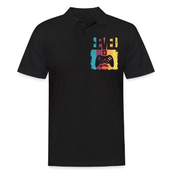 Cadeau d'anniversaire débloqué niveau 13 pour les enfants - Polo Homme - noir - Devant - Kai (181cm)