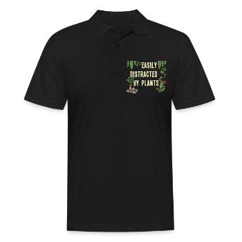 Leicht ablenkbar durch Blumen - Männer Poloshirt - Schwarz - Vorne - Kai (181cm)