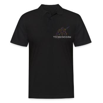 Techno Unicorn / Einhorn - Männer Poloshirt - Schwarz - Vorne - Kai (181cm)