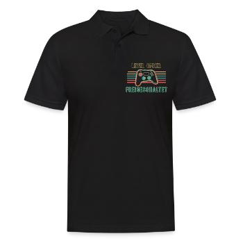 Onkel Level freigeschaltet - Männer Poloshirt - Schwarz - Vorne - Kai (181cm)