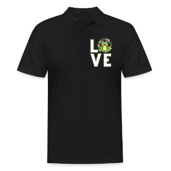 Frosch mit Frosch Liebe und lustige Sprüche - Männer Poloshirt - Schwarz - Vorne - Kai (181cm)
