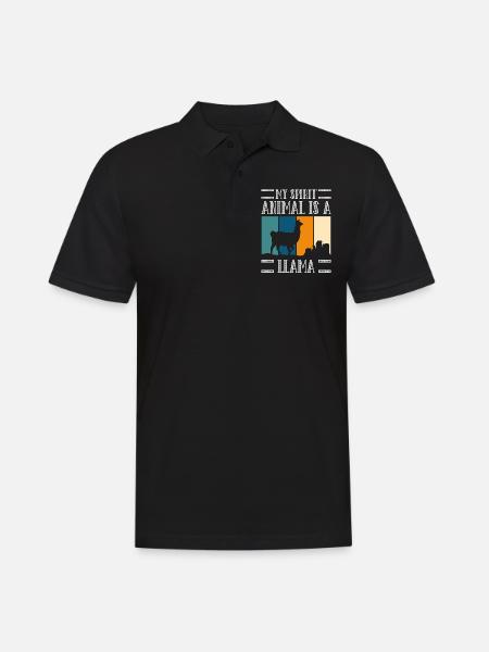 Llama Fluffy Animal Breeder - Men's Polo Shirt - black