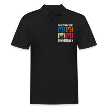 Wildtier Zoo Querstreifen - Männer Poloshirt - Schwarz - Vorne - Kai (181cm)