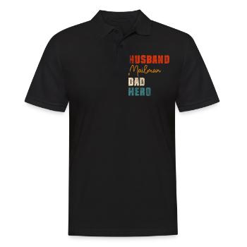 Post Pakete Dienstleistung - Männer Poloshirt - Schwarz - Vorne - Kai (181cm)