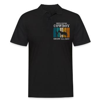 Cowboy Mut Banditen Kostüm - Männer Poloshirt - Schwarz - Vorne - Kai (181cm)