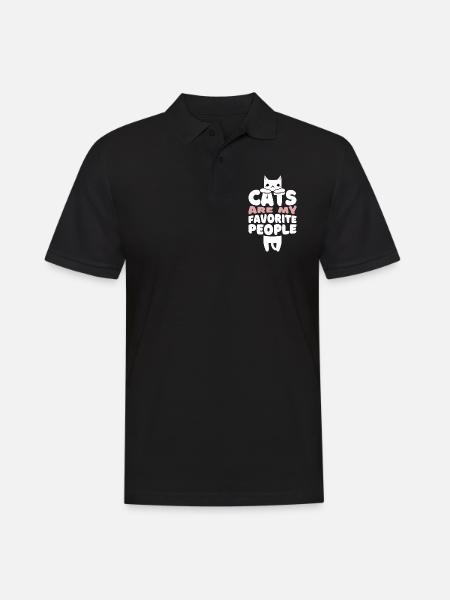 Katzen sind meine favorisierten Menschen - Männer Poloshirt - Schwarz