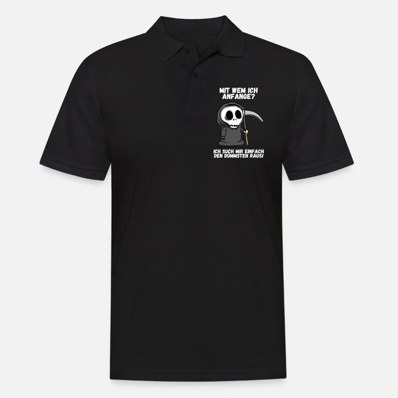 Dumm dümmer am dümmsten Tod Reaper Spruch Geschenk - Männer Poloshirt - Schwarz