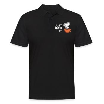 Just brew it Lustige Kaffee Sprüche Minimalism - Männer Poloshirt - Schwarz - Vorne - Kai (181cm)