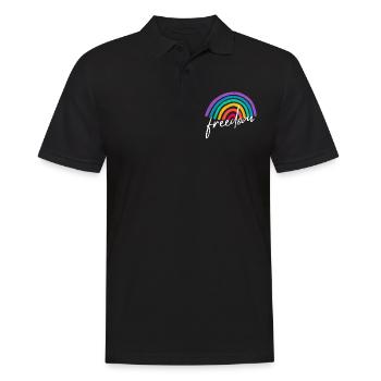 LGBTQ+ Regenbogen Freedom Lesbian Gay Pride - Männer Poloshirt - Schwarz - Vorne - Kai (181cm)