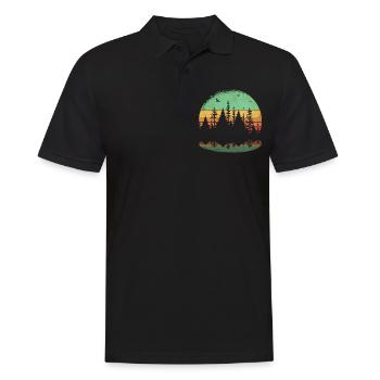 Retro Wald Outdoor Wandern Natur - Männer Poloshirt - Schwarz - Vorne - Kai (181cm)