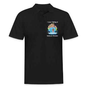 Woman Under Waterfall - Natural Shower - Men's Polo Shirt - black - Front - Kai (181cm)