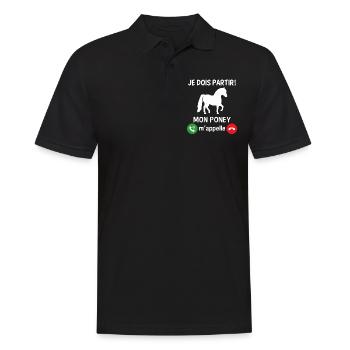 Je dois partir mon poney m'appelle - Polo Homme - noir - Devant - Kai (181cm)