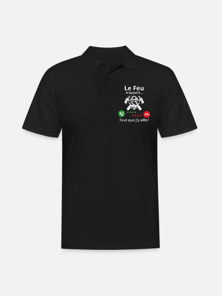 le feu m'appelle faut que j'y aille cadeau pompier - Polo Homme - noir