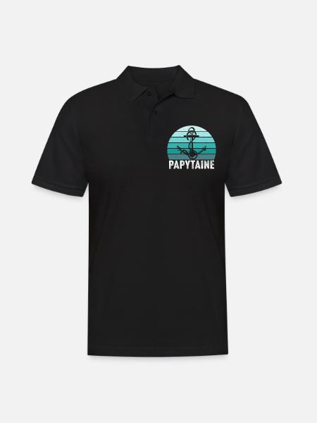 papy capitaine bateau marin papytaine du navire - Polo Homme - noir