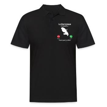 La Martinique m'appelle faut que j'y aille! - Polo Homme - noir - Devant - Kai (181cm)