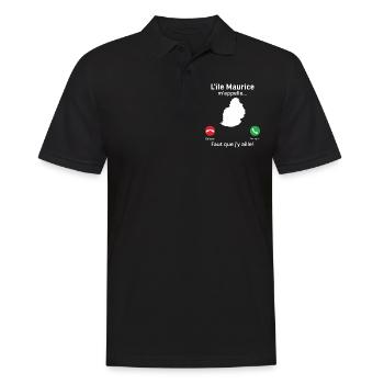 L'île maurice m'appelle faut que j'y aille! - Polo Homme - noir - Devant - Kai (181cm)