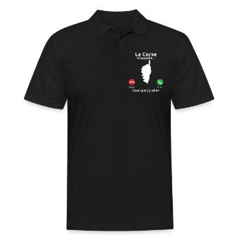 la corse m'appelle faut que j'y aille! corsica - Polo Homme - noir - Devant - Kai (181cm)