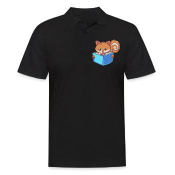 Eichhörnchen Lesebuch - Männer Poloshirt - Schwarz - Vorne - Kai (181cm)