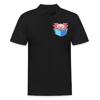 Axolotl Buchliebhaber Salamander - Männer Poloshirt - Schwarz - Vorne - Kai (181cm)