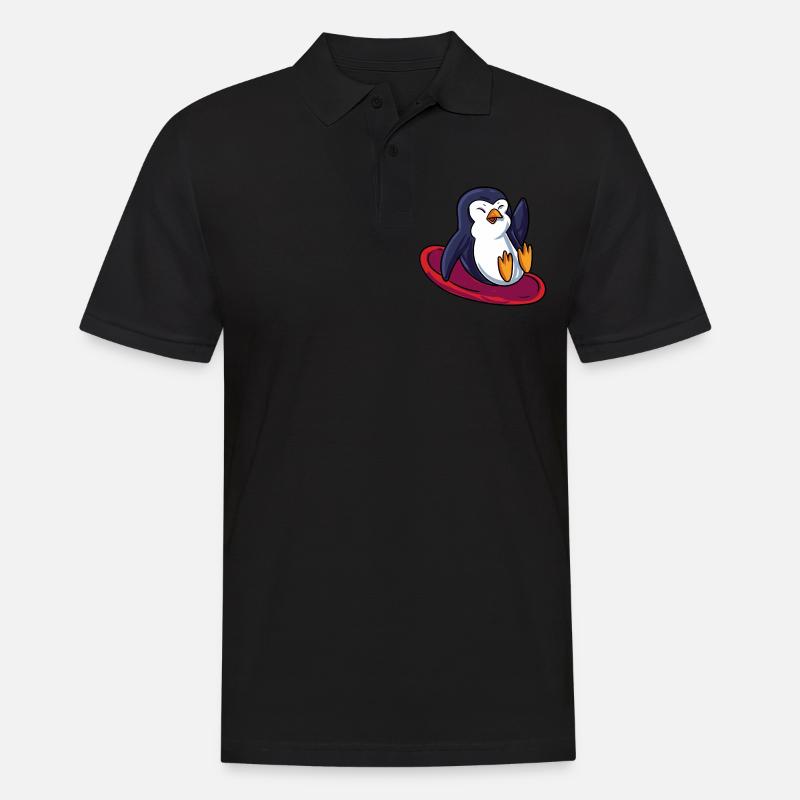 Pinguin Schlitten - Männer Poloshirt - Schwarz