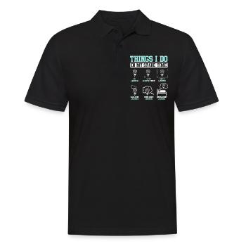 LAX Sportspiel Lustiger Lacrosse Stürmer - Männer Poloshirt - Schwarz - Vorne - Kai (181cm)