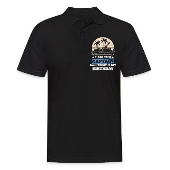 Bootfahren Kahn Pontoon Kapitän Geburtstag - Männer Poloshirt - Schwarz - Vorne - Kai (181cm)