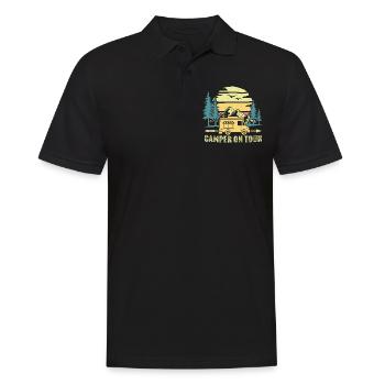 Camper on Tour Camper Camping T-shirt - Men's Polo Shirt - black - Front - Kai (181cm)